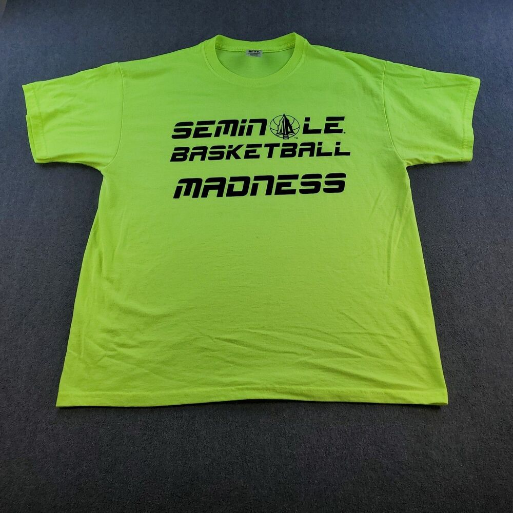 Vintage Seminole Basketball Madness T-shirt  Mens Size XL Green Fruit of the loo